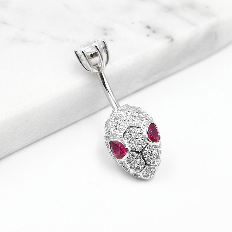 Pupčani prsten od srebra 925 s motivom zmijskog zodijaka, unisex, elektroplatiniran