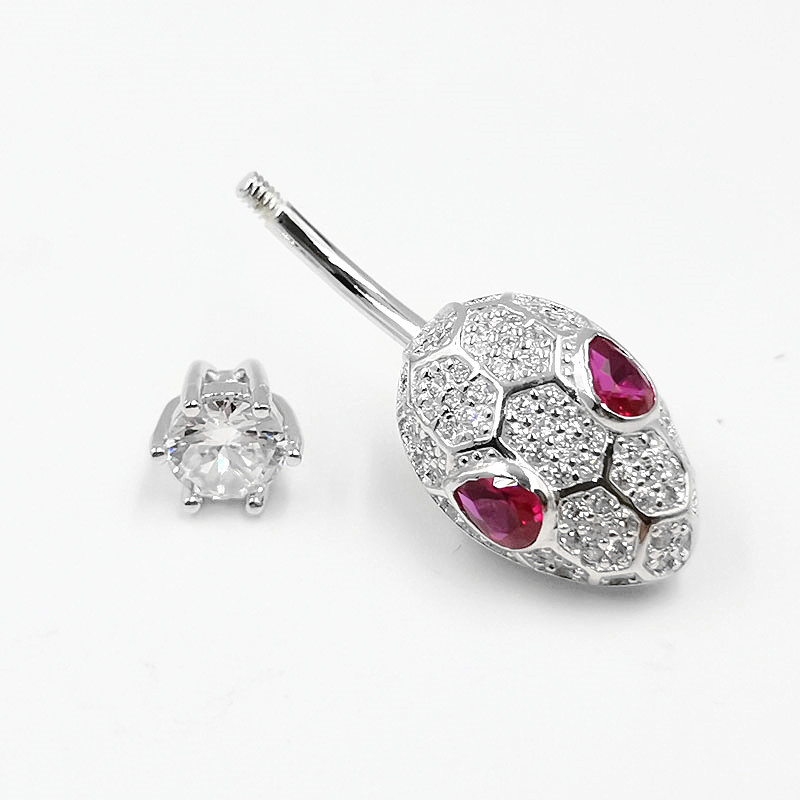 Pupčani prsten od srebra 925 s motivom zmijskog zodijaka, unisex, elektroplatiniran