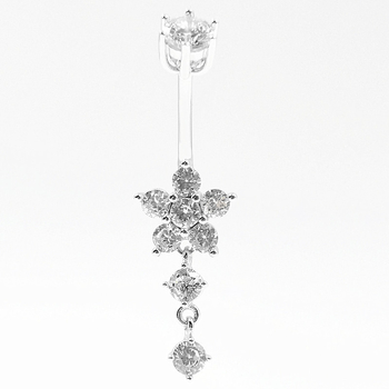 Prsten za pupak od S925 srebra, unisex, cvjetni dizajn, elektroplatiranje, Warburg Jewelry