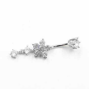 Prsten za pupak od S925 srebra, unisex, cvjetni dizajn, elektroplatiranje, Warburg Jewelry