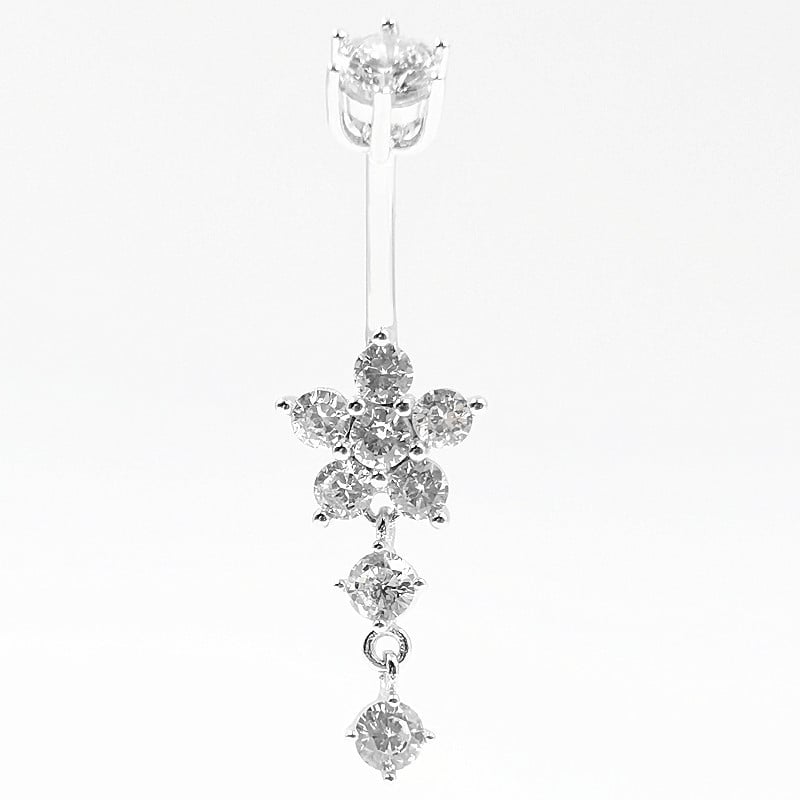 Prsten za pupak od S925 srebra, unisex, cvjetni dizajn, elektroplatiranje, Warburg Jewelry