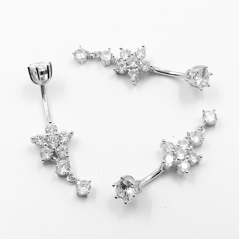 Prsten za pupak od S925 srebra, unisex, cvjetni dizajn, elektroplatiranje, Warburg Jewelry