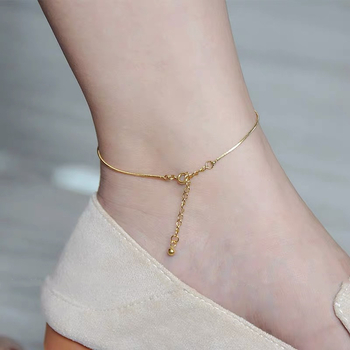 Potītes ankleta korejiskā stilā, plāns čūskas kaula dizains, S925 sudrabs ar 14K zelta pārklājumu, modelis ONNJL-04, ģeometrisks akcent