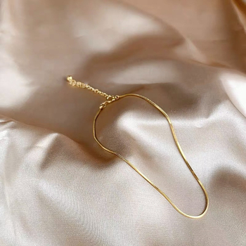 Potītes ankleta korejiskā stilā, plāns čūskas kaula dizains, S925 sudrabs ar 14K zelta pārklājumu, modelis ONNJL-04, ģeometrisks akcent