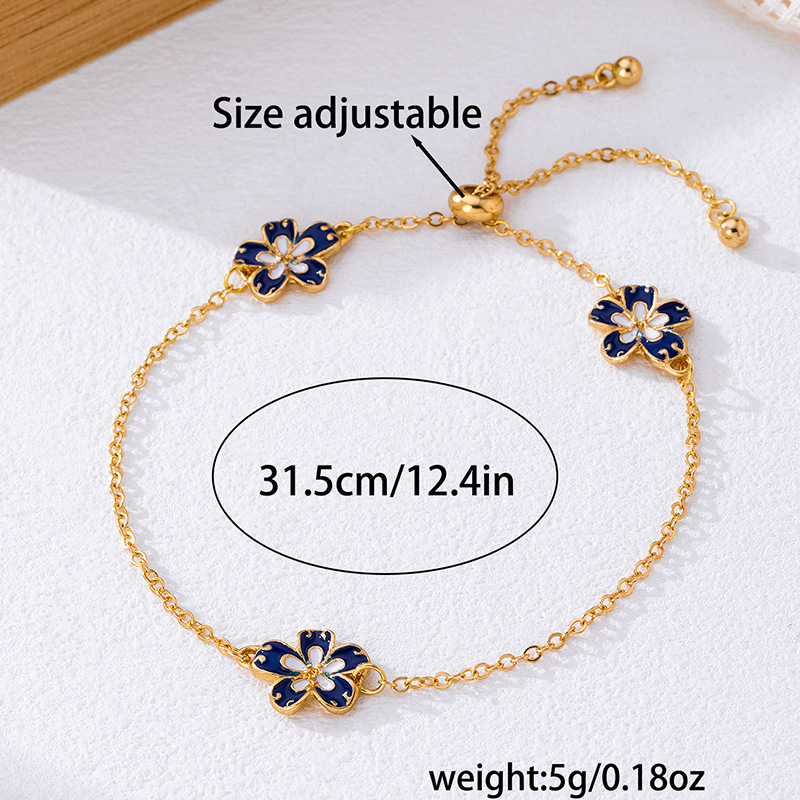 Potītes rokassprādze ar emaljas ziedu motīvu, leģēta, ģeometrisks dizains, modes rotaslietas, rudens 2025