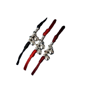 Brățară de gleznă unisex în stil național, cu clopoței placate cu argint, șnur țesut, personalizabil