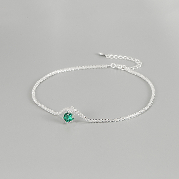 Srebrni anklet korejskog stila, S925, geometrijski dizajn, bez kamenja