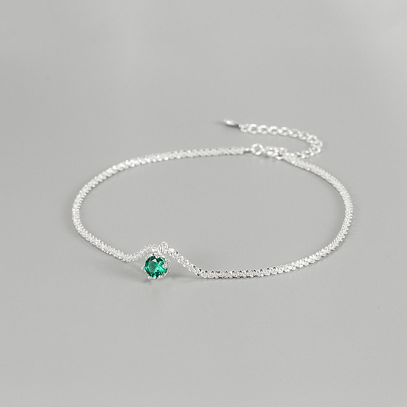 Srebrni anklet korejskog stila, S925, geometrijski dizajn, bez kamenja