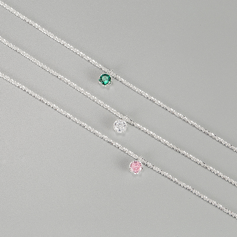Srebrni anklet korejskog stila, S925, geometrijski dizajn, bez kamenja