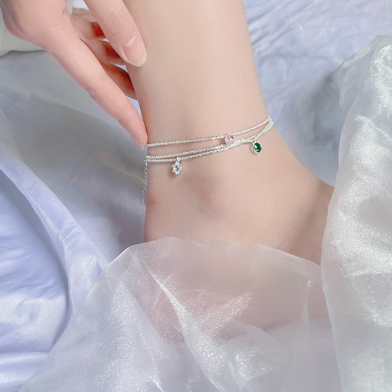 Srebrni anklet korejskog stila, S925, geometrijski dizajn, bez kamenja