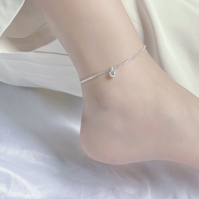 Srebrni anklet korejskog stila, S925, geometrijski dizajn, bez kamenja