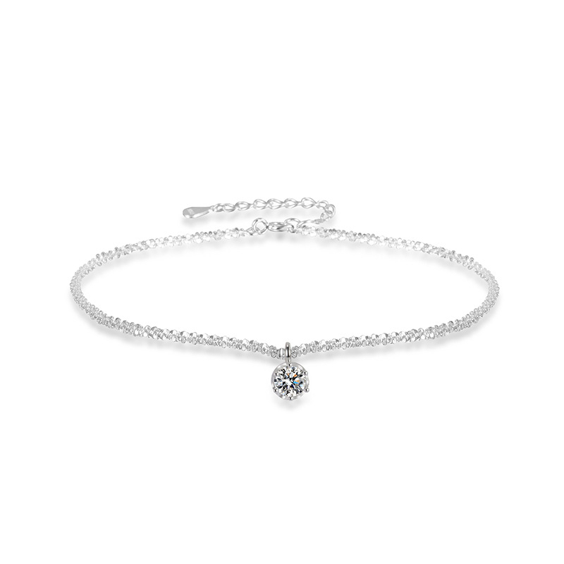Srebrni anklet korejskog stila, S925, geometrijski dizajn, bez kamenja