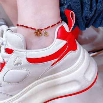 Brățară de gleznă din oțel titan cu monedă în formă de cal și cristal, placare 18k aur, stil simplu pentru femei, primăvara 2025