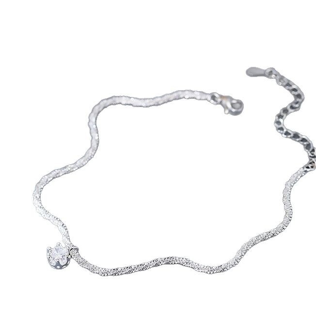 Ženski anklet na gležanj sa srcolikim oblikom, bakar s pozlaćenim premazom, s umjetnim kamenjem u zlatnom premazu, japansko-korejski stil