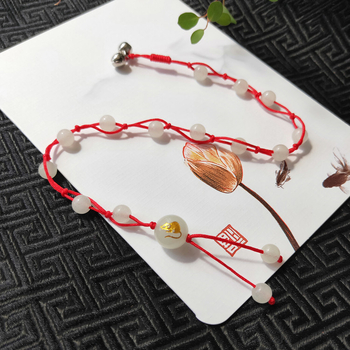 Colier de gleznă unisex cu Zodia Șarpelui, piatră luminoasă și clopoțel, în formă de șarpe