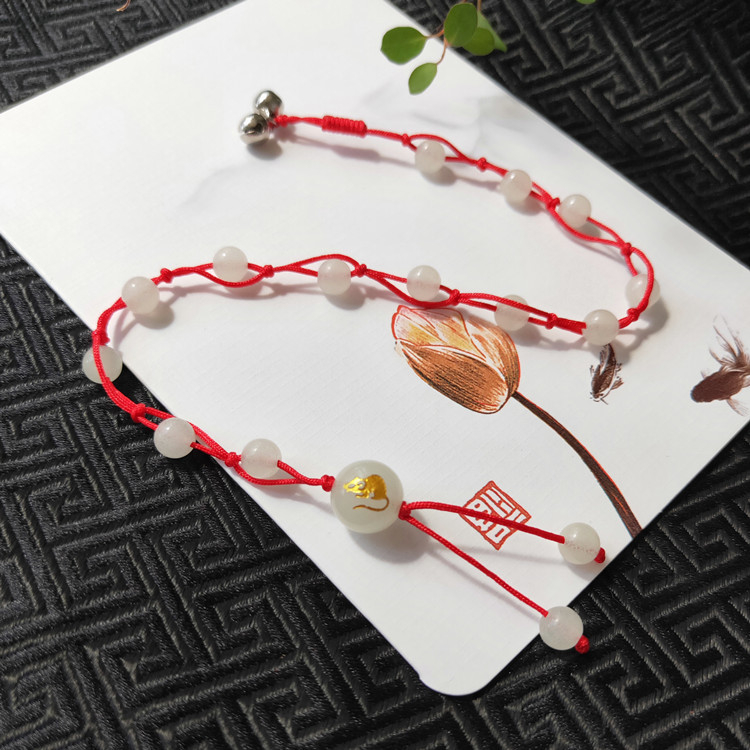 Colier de gleznă unisex cu Zodia Șarpelui, piatră luminoasă și clopoțel, în formă de șarpe