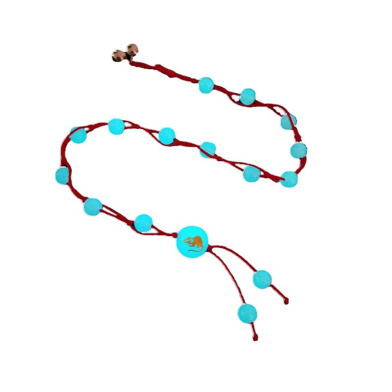 Colier de gleznă unisex cu Zodia Șarpelui, piatră luminoasă și clopoțel, în formă de șarpe