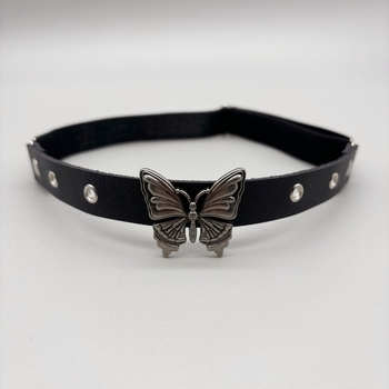 Глезенна гривна от плат — пънк пеперуда с пирони, насекомообразна форма, женски стил (пролет 2025)