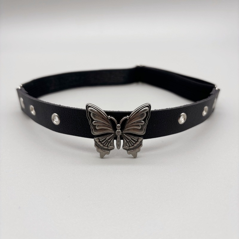 Глезенна гривна от плат — пънк пеперуда с пирони, насекомообразна форма, женски стил (пролет 2025)
