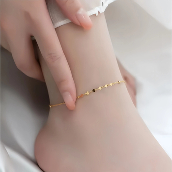 Глезенна гривна с форма на сърце, S925 със златно покритие 16K, прост стил, марка Hongmei