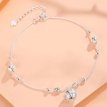 Anklet u stilu Nacionalni vjetar s vodnim zvončićem i srebrnim perlicama, unisex