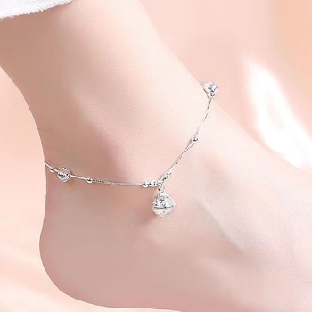 Anklet u stilu Nacionalni vjetar s vodnim zvončićem i srebrnim perlicama, unisex