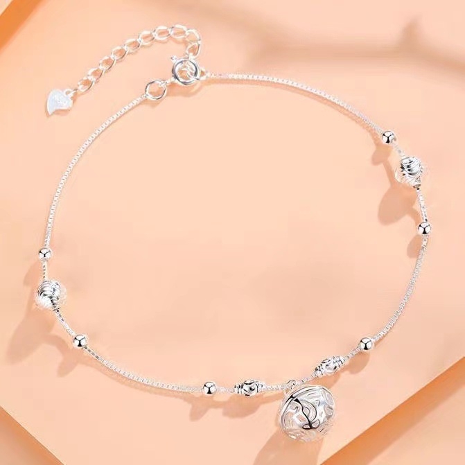 Anklet u stilu Nacionalni vjetar s vodnim zvončićem i srebrnim perlicama, unisex