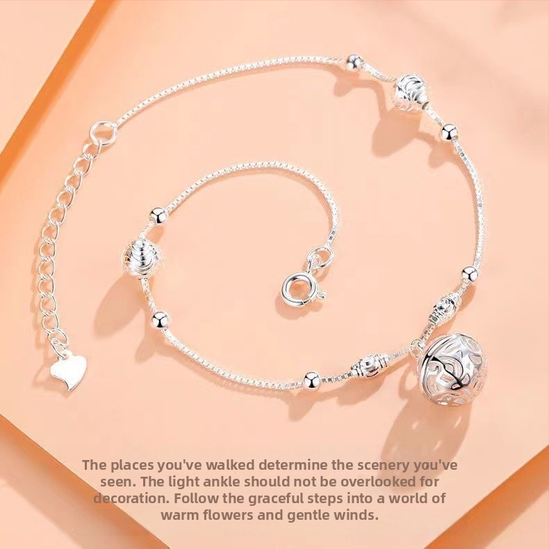 Anklet u stilu Nacionalni vjetar s vodnim zvončićem i srebrnim perlicama, unisex