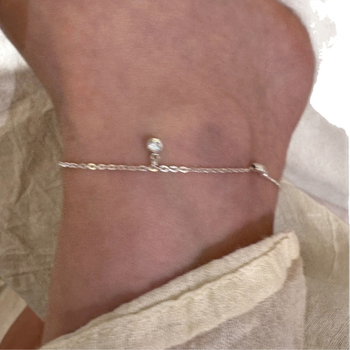 Brățară gleznă din argint S925, design geometric, stil simplu, lansare vară 2025