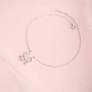 Brățară de gleznă din argint 925 cu încuietoare Longevity Lock și charm clopot, accesoriu pentru femei