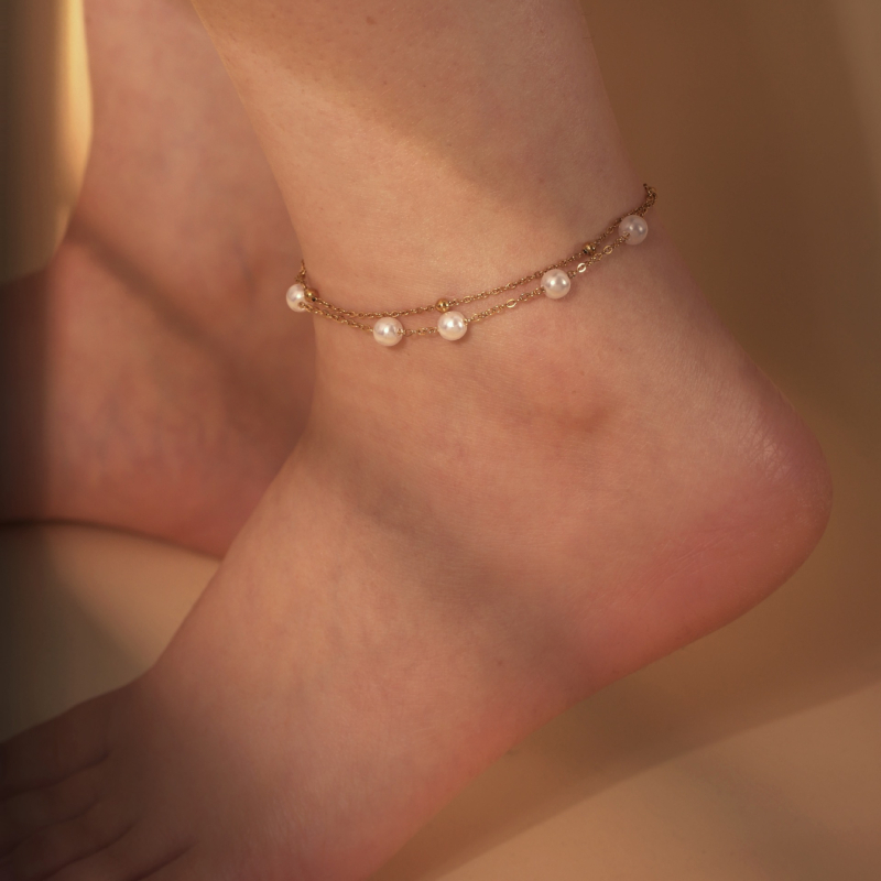 Ženska gležnja narukvica od nehrđajućeg čelika, geometrijski oblik, minimalistički stil, branda Dingqi jewelry.