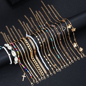 Bohém vintage stílusú bokalánc készlet ötvözetből, szív alakú gyöngyökkel, önálló csomagolás