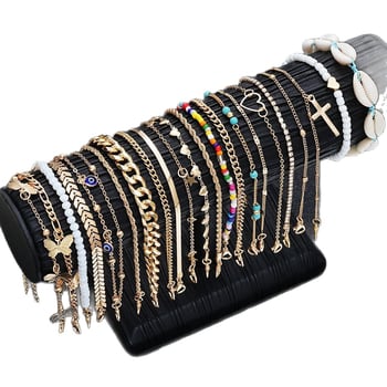 Bohém vintage stílusú bokalánc készlet ötvözetből, szív alakú gyöngyökkel, önálló csomagolás