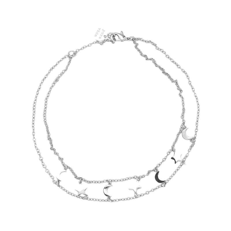 Bokaklánc minimalist stílusban, ötvözet, női mintázat, csillag-holds dizájn, kettős réteg