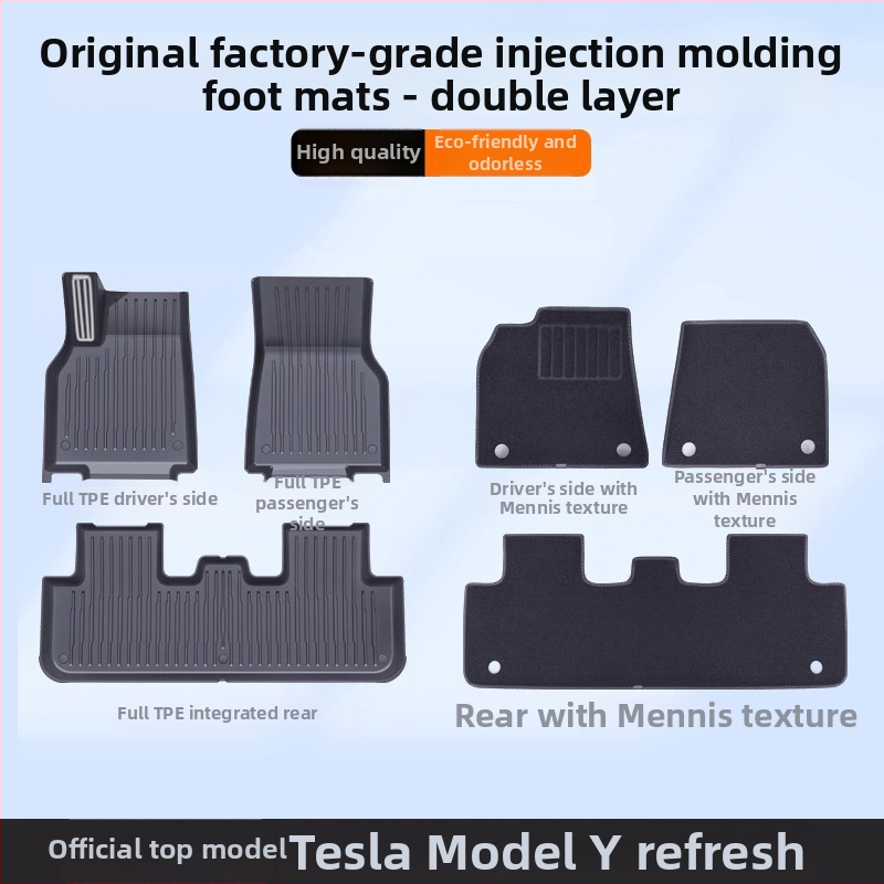 Covorașe de podea pentru Tesla Model Y și Model 3, acoperire completă – TPE/cauciuc sintetic, Cheyoubao