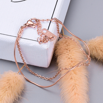 Anklet od titanijskog čelika, koreanskog stila, višeslojni dizajn, motiv srca, mogućnost prilagodbe