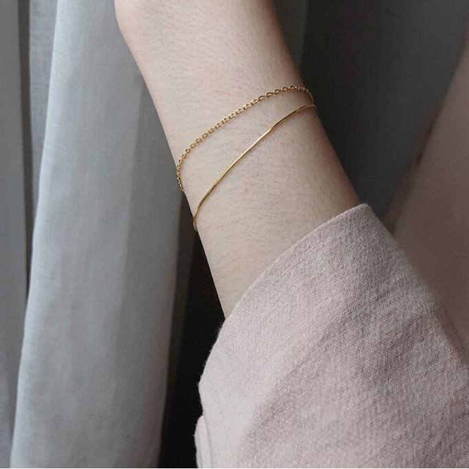 Anklet od titanijskog čelika, koreanskog stila, višeslojni dizajn, motiv srca, mogućnost prilagodbe