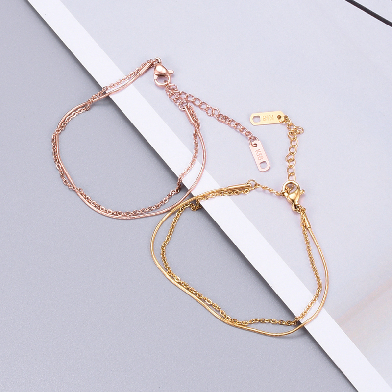 Anklet od titanijskog čelika, koreanskog stila, višeslojni dizajn, motiv srca, mogućnost prilagodbe