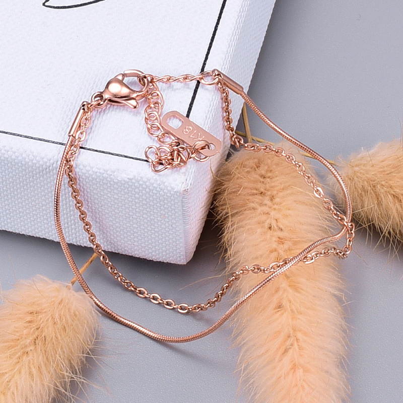Anklet od titanijskog čelika, koreanskog stila, višeslojni dizajn, motiv srca, mogućnost prilagodbe