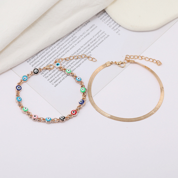 Anklet od legure, ženski, geometrijski dizajn s turskim okom, šifra Sl007