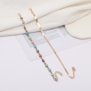 Anklet od legure, ženski, geometrijski dizajn s turskim okom, šifra Sl007