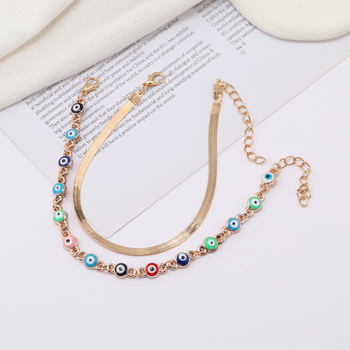 Anklet od legure, ženski, geometrijski dizajn s turskim okom, šifra Sl007
