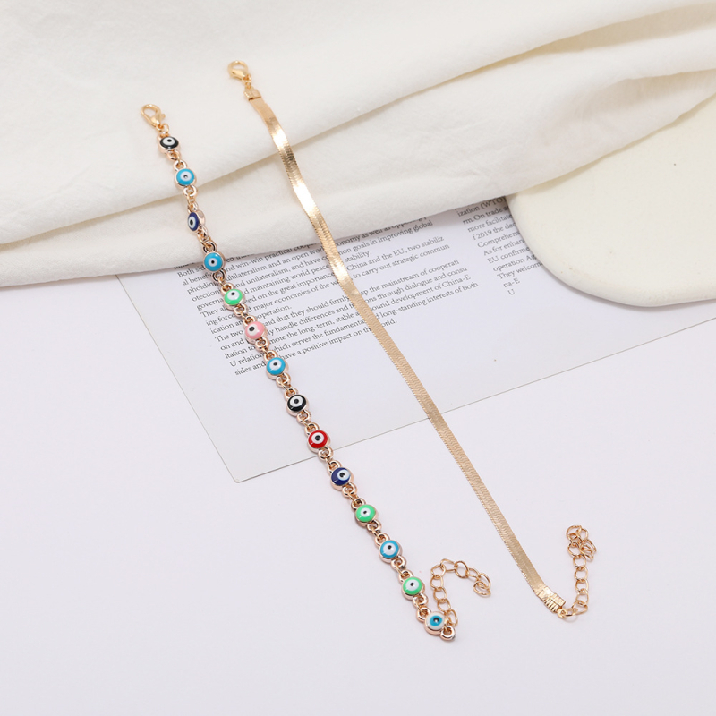 Anklet od legure, ženski, geometrijski dizajn s turskim okom, šifra Sl007