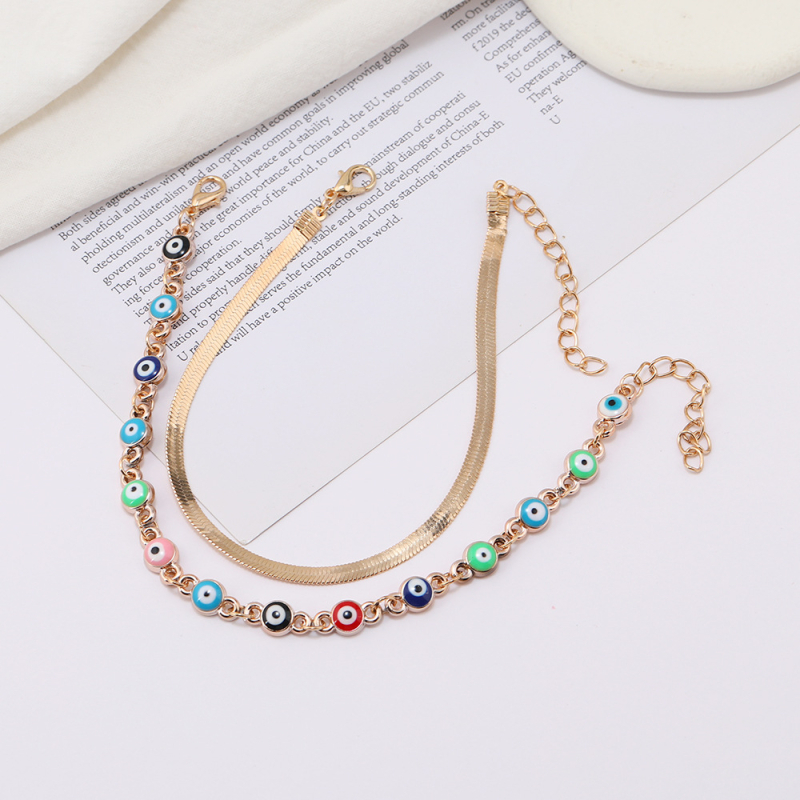 Anklet od legure, ženski, geometrijski dizajn s turskim okom, šifra Sl007
