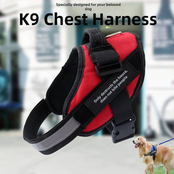 Kutyahám és póráz Oxford anyagból – mellkasi heveder, fényvisszaverő szalag, K9 sétahám stílus