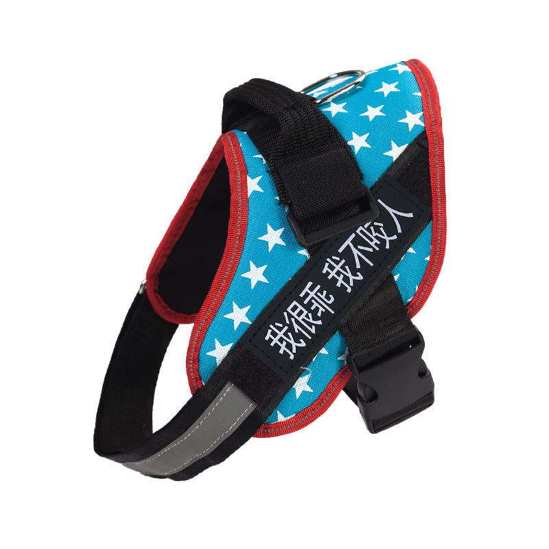 Kutyahám és póráz Oxford anyagból – mellkasi heveder, fényvisszaverő szalag, K9 sétahám stílus