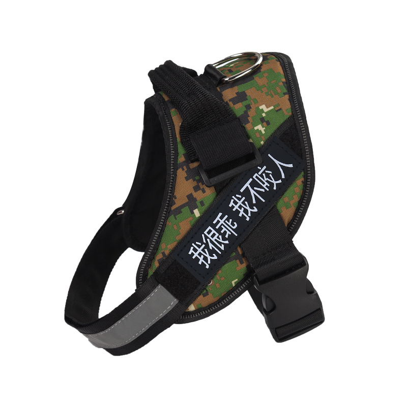 Kutyahám és póráz Oxford anyagból – mellkasi heveder, fényvisszaverő szalag, K9 sétahám stílus