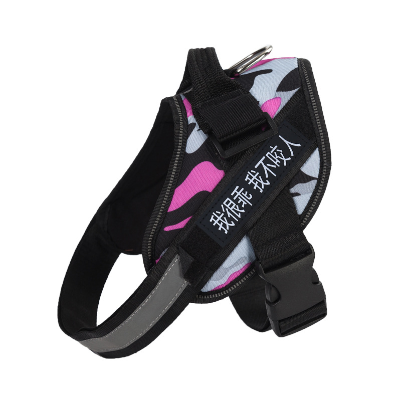 Kutyahám és póráz Oxford anyagból – mellkasi heveder, fényvisszaverő szalag, K9 sétahám stílus