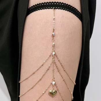 Ženski anklet od legure, srcolik dizajn, bez kamenčića