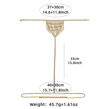 Testi lánc bojtokkal és strasszokkal - derékra illeszkedő thong-stílusú lánc éjszakai klubhoz, nyár 2025